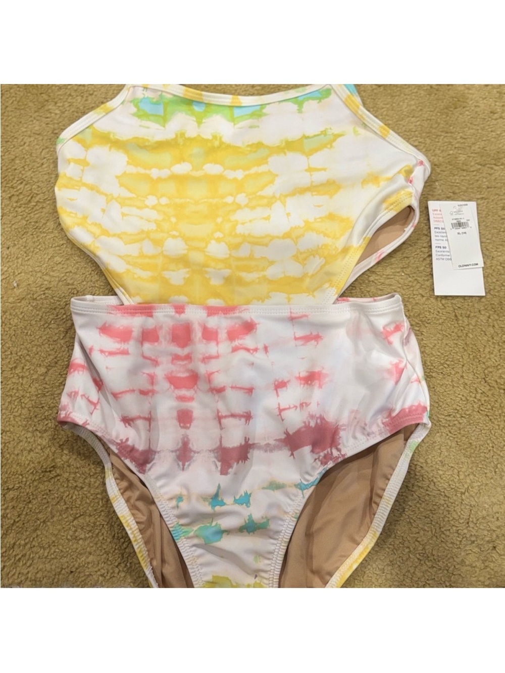Old Navy Kids Tie-Dye One-Piece Swimsuit - Yellow & Pink